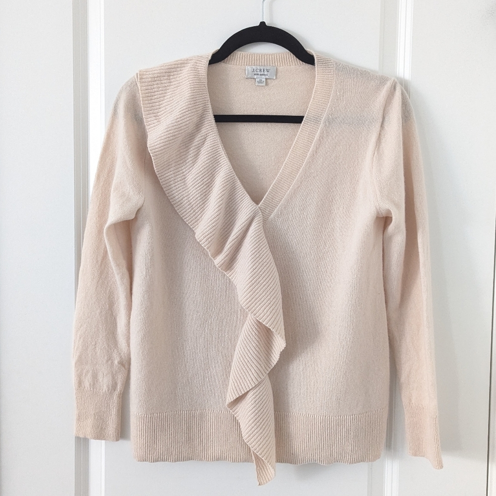 J. Crew 100% Cashmere Sweater with Ruffle